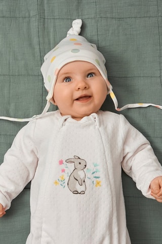 2 gorros atados - Rosa e branco