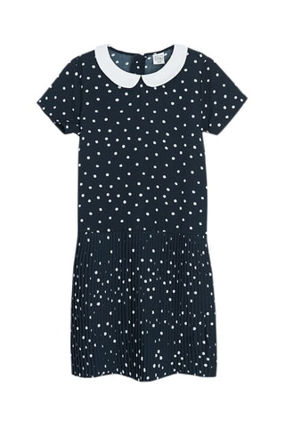 Vestido plissado - Azul-marinho