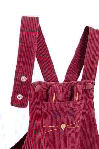 Vestido-jardineiras em veludo - Bordô