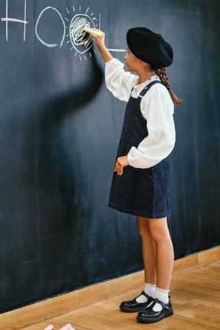 Vestido-jardineiras de veludo Azul-marinho