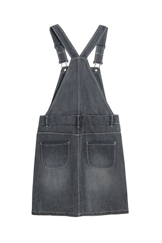 Vestido-jardineiras de ganga Cinzento-escuro