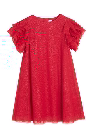 Vestido com purpurinas - Vermelho-framboesa