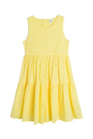 Vestido em bordado inglês Amarelo