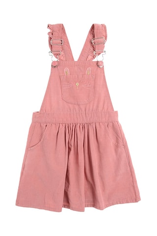 Vestido-jardineiras em veludo - Rosa