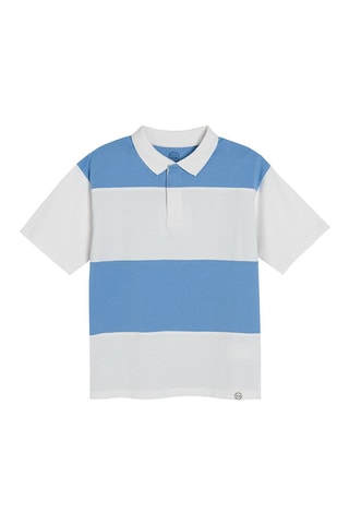 Polo Branco e azul-claro