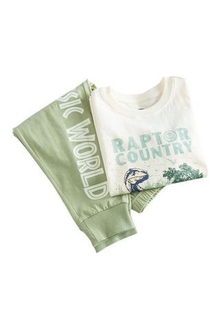Pijama Jurassic World Cru e verde-claro