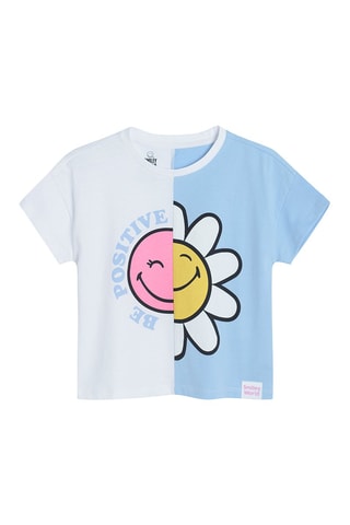 T-shirt. Wit en Hemelsblauw