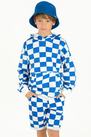 Bermudas Cru e azul-cobalto