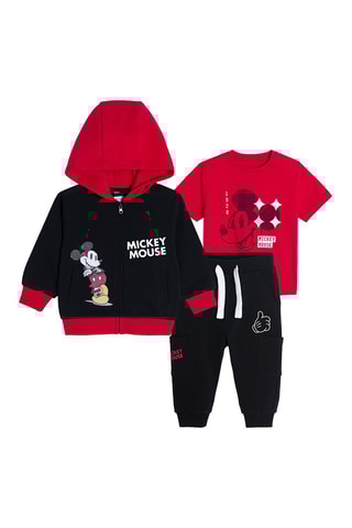 Conjunto com 3 peças Mickey Disney Preto e vermelho