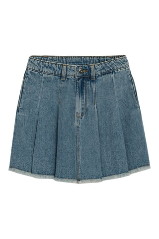 Saia plissada de ganga - Azul