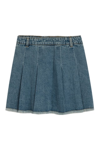 Saia plissada de ganga - Azul