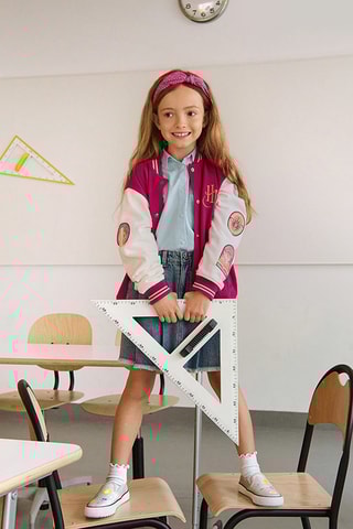 Saia plissada de ganga - Azul