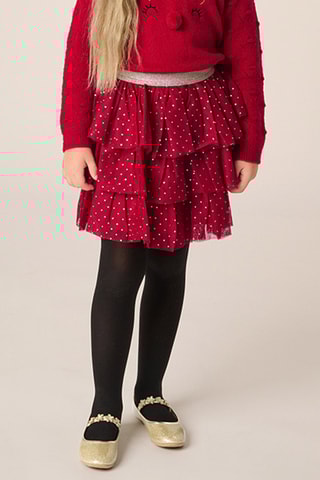 Saia com folhos - Vermelho