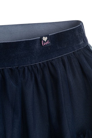 Saia com folhos - Azul-marinho