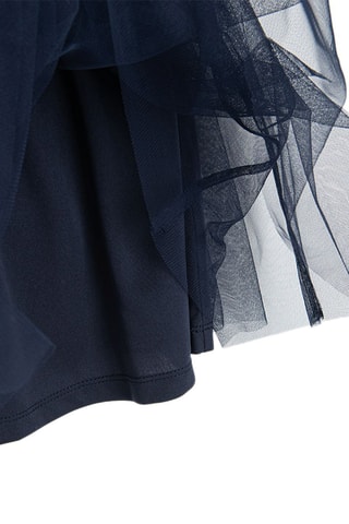 Saia com folhos - Azul-marinho