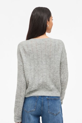 Cárdigan de lana y alpaca - Gris claro jaspeado - Vila