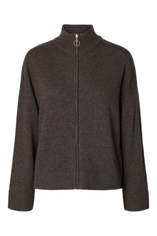 Cárdigan regular fit de lana - Marrón - Selected Women