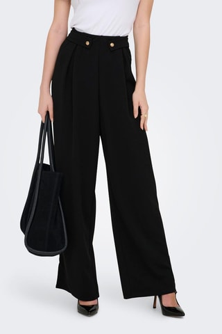 Pantalón wide leg de tiro alto - Negro