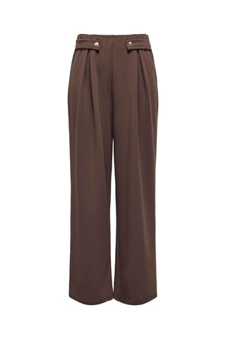 Pantalón wide leg de tiro alto - Marrón