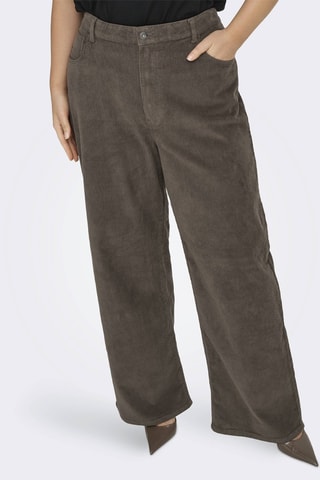 Pantalón wide leg de tiro alto de pana - Antracita