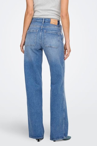 Pantalón wide leg de algodón orgánico de tiro alto - Azul claro