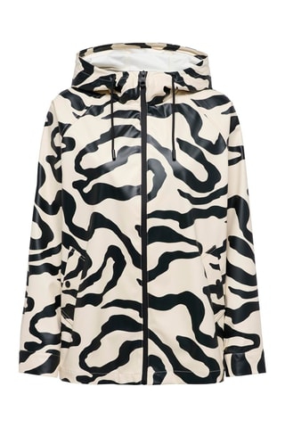 Impermeable con capucha - Blanco y negro