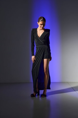 Vestido efecto doble prenda - Negro