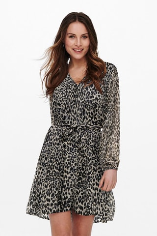 Vestido evasé - Beige y negro