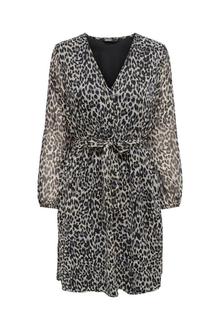 Vestido evasé - Beige y negro