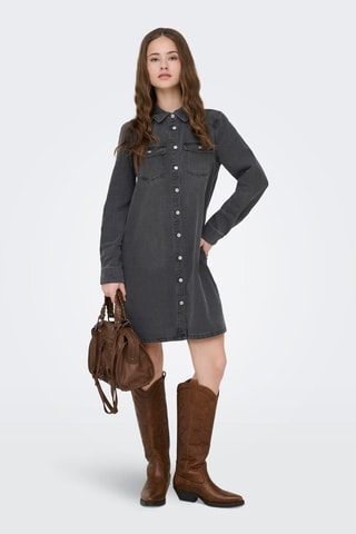 Vestido camisero vaquero - Negro