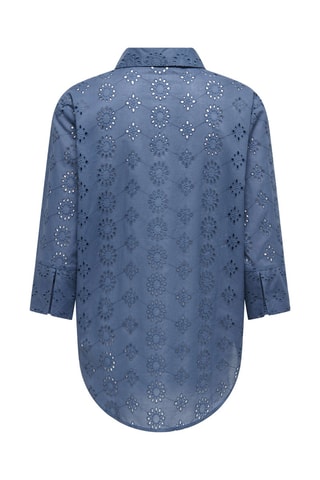 Camisa regular fit con bordado inglés - Índigo