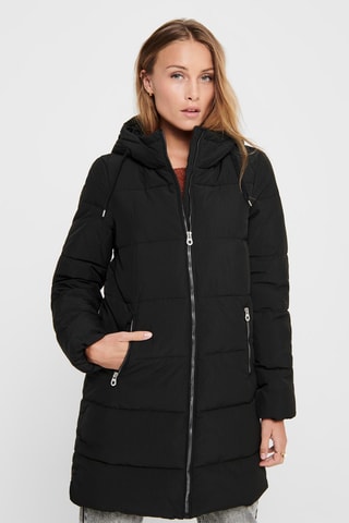 Anorak largo con capucha - Negro