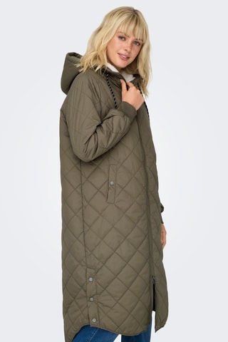 Anorak largo con capucha - Caqui