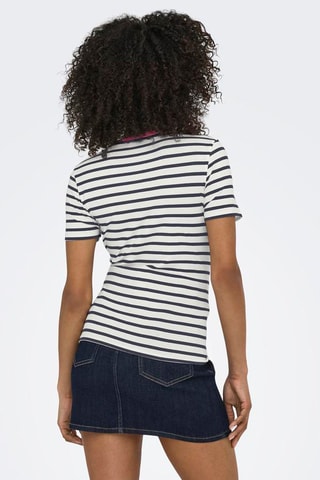 Camiseta regular fit - Blanco y azul marino