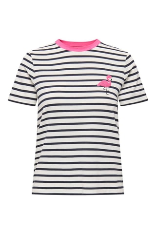 Camiseta regular fit - Blanco y azul marino