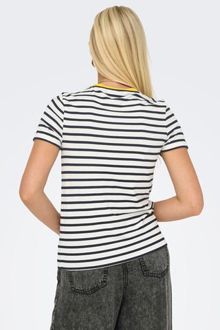 Camiseta regular fit - Blanco y azul marino