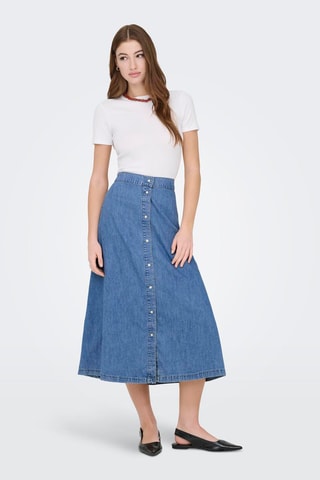 Falda midi vaquera - Azul claro