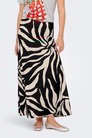 Falda larga de talle alto - Negro