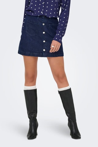 Falda recta vaquera de talle alto - Azul