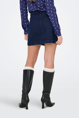 Falda recta vaquera de talle alto - Azul