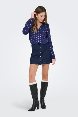 Falda recta vaquera de talle alto - Azul