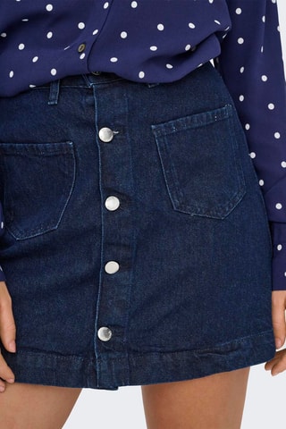 Falda recta vaquera de talle alto - Azul