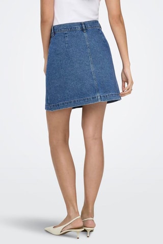 Falda recta vaquera de talle alto - Azul marino