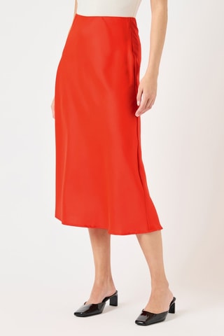 Falda midi de talle alto - Rojo - Yas