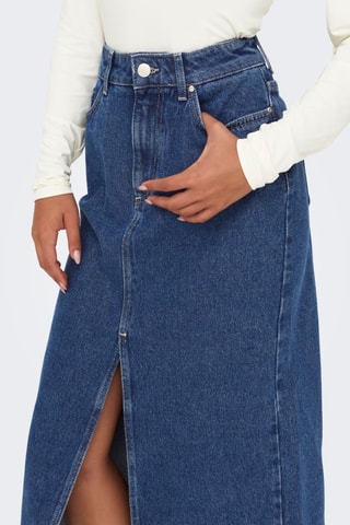 Falda midi vaquera de talle alto - Azul