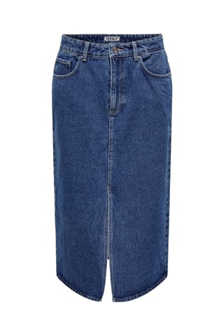 Falda midi vaquera de talle alto - Azul