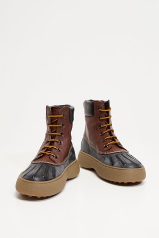 Leren Platform Boots - Bruin