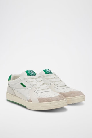 Leren Sneakers - Wit en lichtgroen 