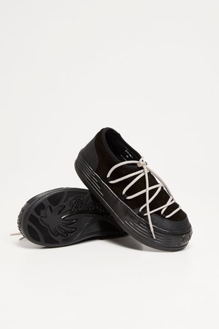 Gevoerde Leren Platform Sneakers - Zwart