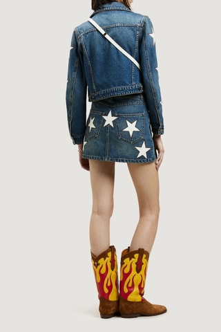 Rechte Leren Spijkerrok - Blauw